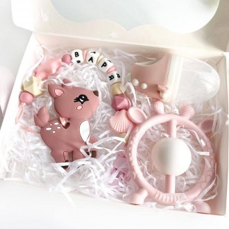 Именной подарочный набор для новорожденной девочки с именной игрушкой грызунок О. . фото 6