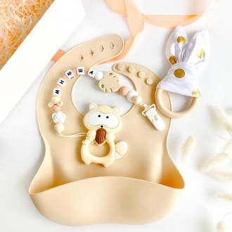 Именной подарочный набор для новорожденной девочки с именной игрушкой грызунок Е. . фото 2