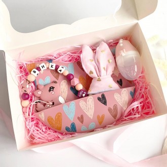 Именной подарочный набор для новорожденной девочки с именной игрушкой грызунок О. . фото 8
