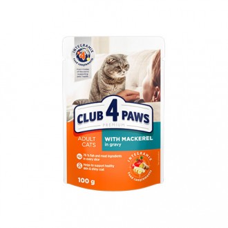 
CLUB 4 PAWS PREMIUM
вологий раціон для дорослих котів
З МАКРЕЛЛЮ В СОУСІ
76% РИ. . фото 2