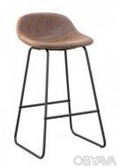 Високий барний стілець, металева основа з підніжкою, фарбована, колір чорний, ст. . фото 1