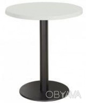 Високий барний стіл, підстава чорного кольору, стільниця білого кольору, кругла,. . фото 1