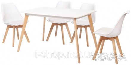 Прямокутний обідній стіл DAOSUN IDT 004 виготовлений з високоякісного білого МДФ. . фото 1
