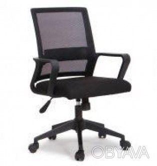 Сучасне офісне крісло, висока спинка з чорної сітки mesh, м'яке сидіння з чорної. . фото 1