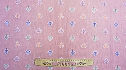  Летняя хлопчатобумажная ткань розового цвета "Цветные листики" - мягкая, нежная. . фото 3