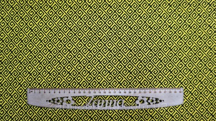  Ткань двусторонний бенгалин-жаккард черно-желтого цвета принт "Орнамент" - явля. . фото 2