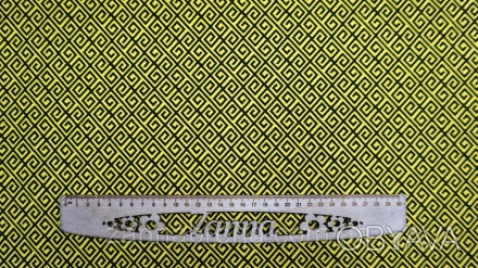  Ткань двусторонний бенгалин-жаккард черно-желтого цвета принт "Орнамент" - явля. . фото 1