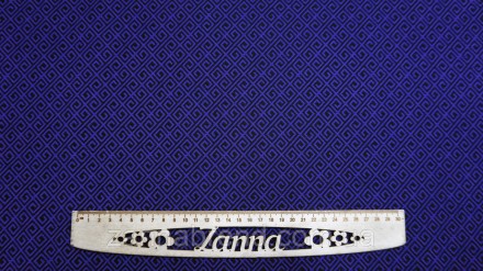  Ткань двусторонний бенгалин-жаккард черно-ульрамаринового цвета принт "Орнамент. . фото 2