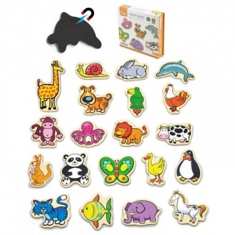 Набор деревянных магнитов Viga Toys содержит 20 различных животных
Особенности:
. . фото 2