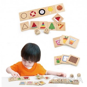  Деревянная головоломка для изучения и сортировки фигур . Задача ребенка — присв. . фото 1