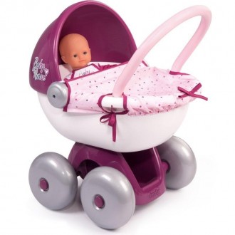  Стабильная кукольная коляска с лицензией Baby Nurse красивого розового цвета. К. . фото 2