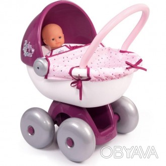  Стабильная кукольная коляска с лицензией Baby Nurse красивого розового цвета. К. . фото 1