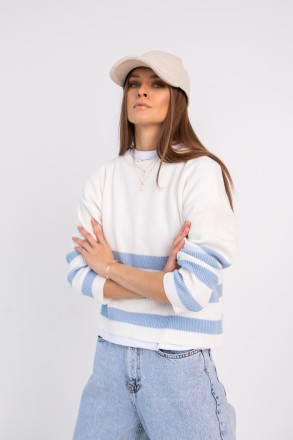 Женский свитер Stimmа Амелия. Вязка резинкой. Средняя длина. Круглый вырез горло. . фото 2