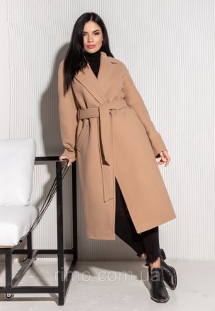 Женское пальто-халат демисезонное, модель с отложным воротником и карманами, без. . фото 4