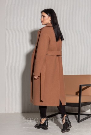 Женское пальто-халат демисезонное, модель с отложным воротником и карманами, без. . фото 7