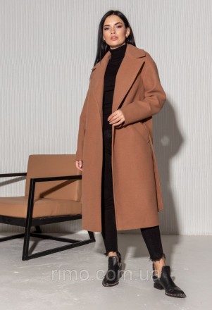 Женское пальто-халат демисезонное, модель с отложным воротником и карманами, без. . фото 4