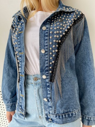 
Женская синяя джинсовка с бахромой
Джинсовка из качественного денима
Крой свобо. . фото 8
