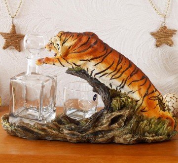 Штоф Тигр в прыжке подарочный набор для алкоголя 
Материал : Полистоун
Размер, с. . фото 5