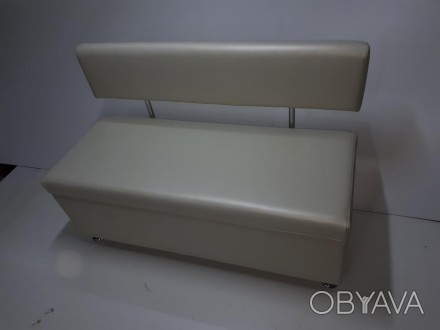 Офисный диван с коробом DS 1200*500*800h тканная под кожзам белая ткань