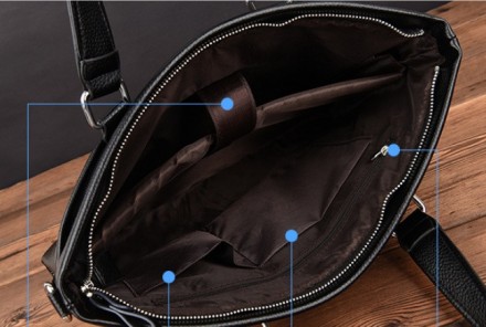 Стильная мужская сумка для ноутбука эко кожа, мужской портфель под ноутбук, план. . фото 3