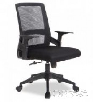 
Офісне крісло чорного кольору, висока спинка з чорної сітки mesh, пластикові пі. . фото 1