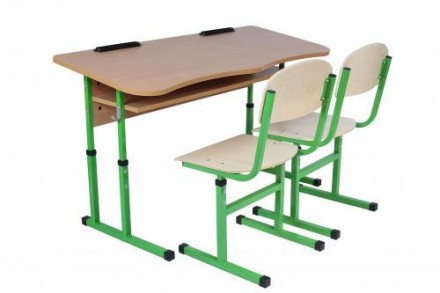 Комплект стіл учнівський 2-місний з полицею антисколіозний, №4-6 + стілець Т-под. . фото 3