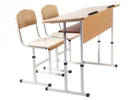 Комплект стіл учнівський 2-місний з полицею антисколіозний, №4-6 + стілець Т-под. . фото 2