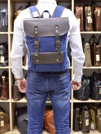 Практичный рюкзак унисекс парусина+кожа RG-9001-4lx бренда TARWA. Превосходная м. . фото 10