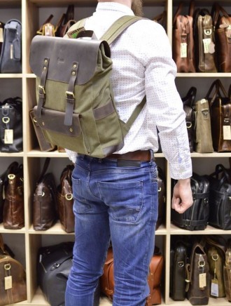Практичный рюкзак унисекс парусина+кожа RG-9001-4lx бренда TARWA. Превосходная м. . фото 9