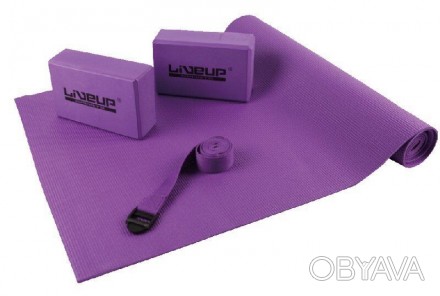 Набор для йоги LiveUp TRAINING SET В набор для йоги фиолетовый входят: - коврик . . фото 1