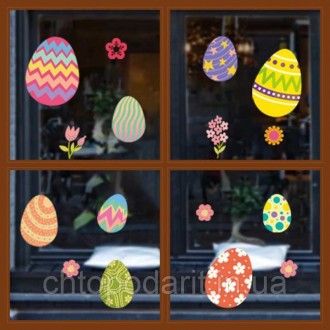 Наклейки декоративні Великодні вінілові на вікна Великдень декор на Пасху Дизайн. . фото 9
