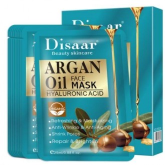 Тканевая маска для лица с аргановым маслом Disaar интенсивно питает кожу, увлажн. . фото 2