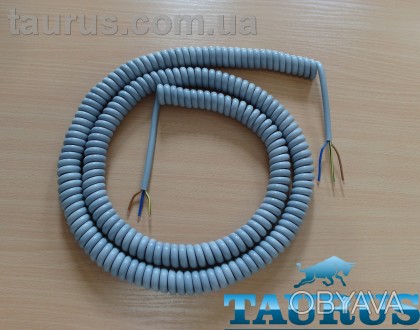 Кабель спиральный серого цвета ThermoPulse Gray Spiral Cable Long 150 cm. Гибкий. . фото 1