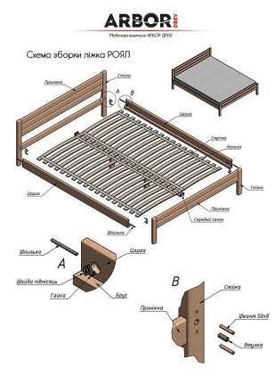 Двоспальне ліжко Симфонія сосна 160х200 Арбор Древ (Arbor Drev)Тип товару — з на. . фото 3