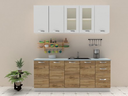 Кухня 2,0 Шарлотта дуб крафт золотий/білий сокме (Sokme). Київ. фото 1