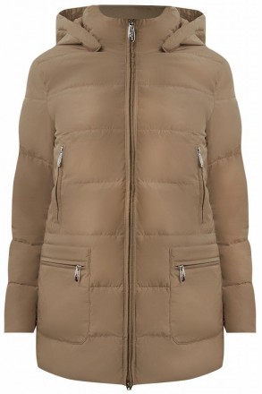 Демисезонная куртка женская Finn Flare с капюшоном светло-коричневая, средней дл. . фото 7