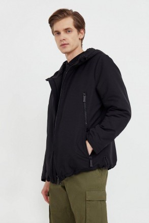 Короткая куртка мужская демисезонная Finn Flare с капюшоном черная. Удобная, вод. . фото 3