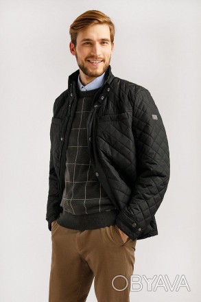Стеганая куртка мужская от финского бренда Finn Flare прямого кроя с ромбовидной. . фото 1