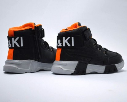 Ботинки BiKi арт.0958-Z, черный-оранжевый Материал верха – эко-кожа, Внутри утеп. . фото 7