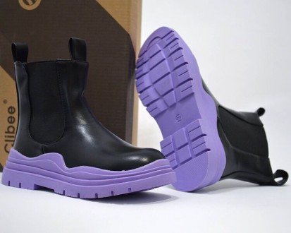 Ботинки CLIBEE арт.А-130-Р, wave челси, черный-фиолетовый Материал наружный – ка. . фото 6