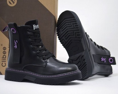 Ботинки CLIBEE арт.А-131-А, new classic, черный-фиолетовый Материал наружный – к. . фото 6