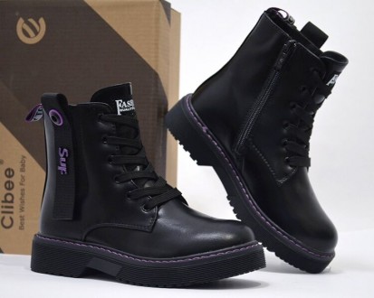 Ботинки CLIBEE арт.А-131-А, new classic, черный-фиолетовый Материал наружный – к. . фото 4