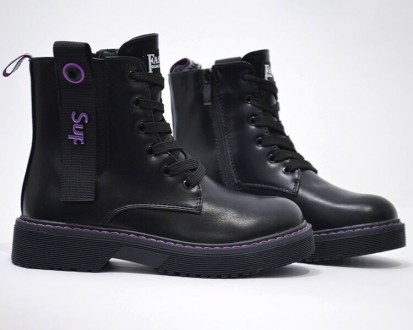 Ботинки CLIBEE арт.А-131-А, new classic, черный-фиолетовый Материал наружный – к. . фото 3