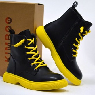 Ботинки KIMBOO арт.2206-3H, yellow sole, черный Материал наружный – качественная. . фото 4