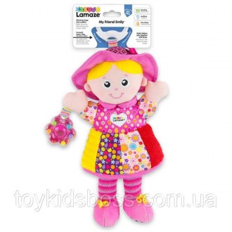 М'яка іграшка-підвіска Lamaze Лялька Емілі з брязкальцем сподобається дівчаткам . . фото 3