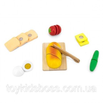 С набором игрушечных продуктов Viga Toys Завтрак малыш поможет вам приготовить п. . фото 4