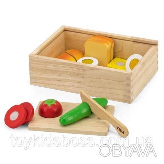 С набором игрушечных продуктов Viga Toys Завтрак малыш поможет вам приготовить п. . фото 1