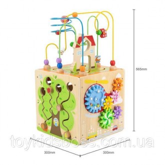 Дерев'яний бизикуб Viga Toys 5 в 1 – це багатофункціональна іграшка, яка захопит. . фото 10