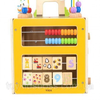 Дерев'яний бизикуб Viga Toys 5 в 1 – це багатофункціональна іграшка, яка захопит. . фото 5