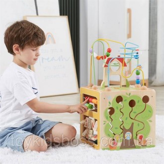 Дерев'яний бизикуб Viga Toys 5 в 1 – це багатофункціональна іграшка, яка захопит. . фото 11